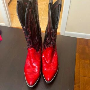 Bright red Justin boots worn once